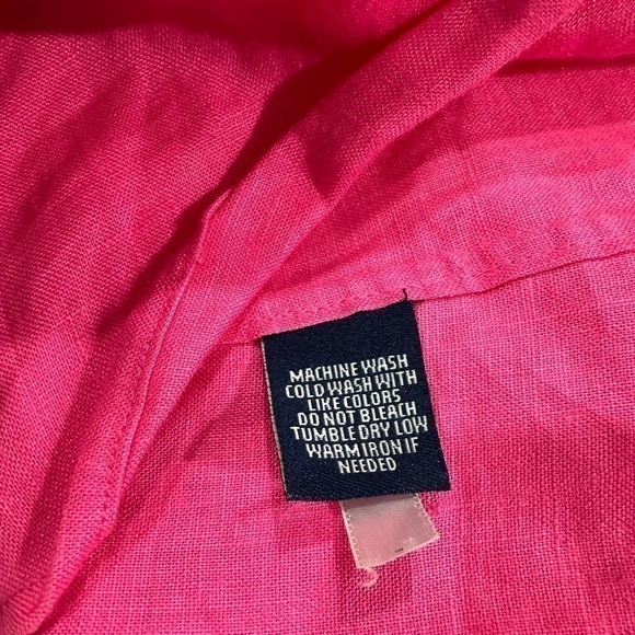 COPY - Chaps Fuchsia Color 100% Linen Buttoned Down Shirt Top Sz XL - Picture 5 of 6